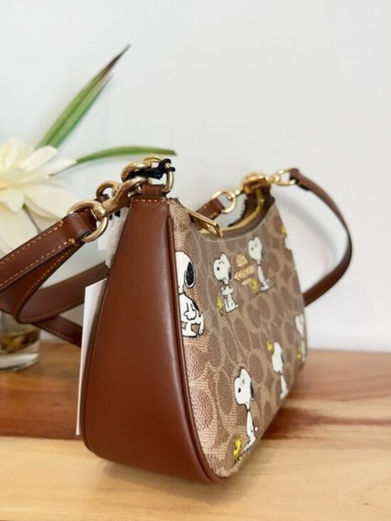 Coach X Peanuts Teri Shoulder Bag In Signature Canvas With Snoopy Print - Picture 3 of 5